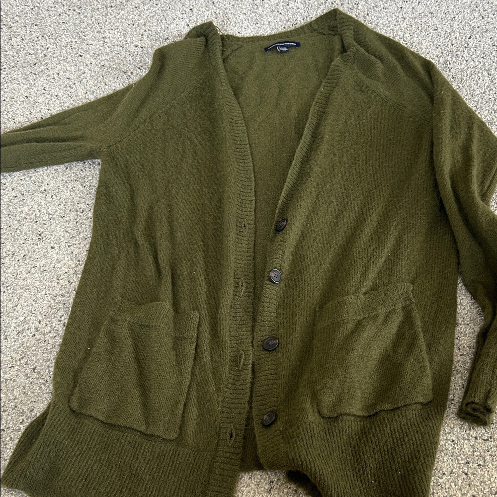 American Eagle  Green Cardigan Sweater